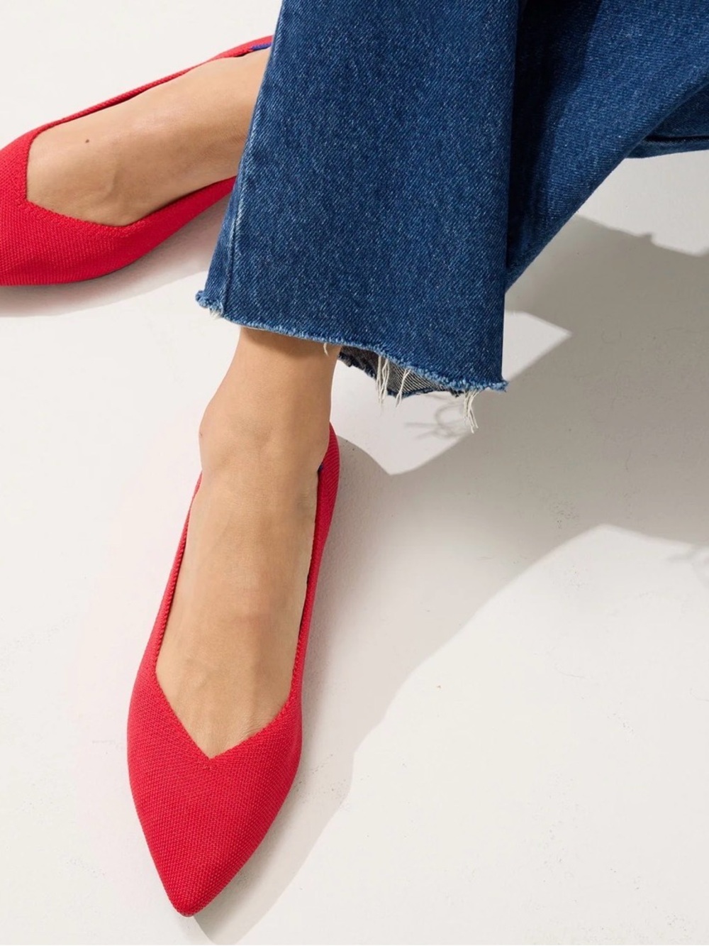 Rothy’s The Point - Red Flats. Size 9.5. Washable flats. Excellent Condition